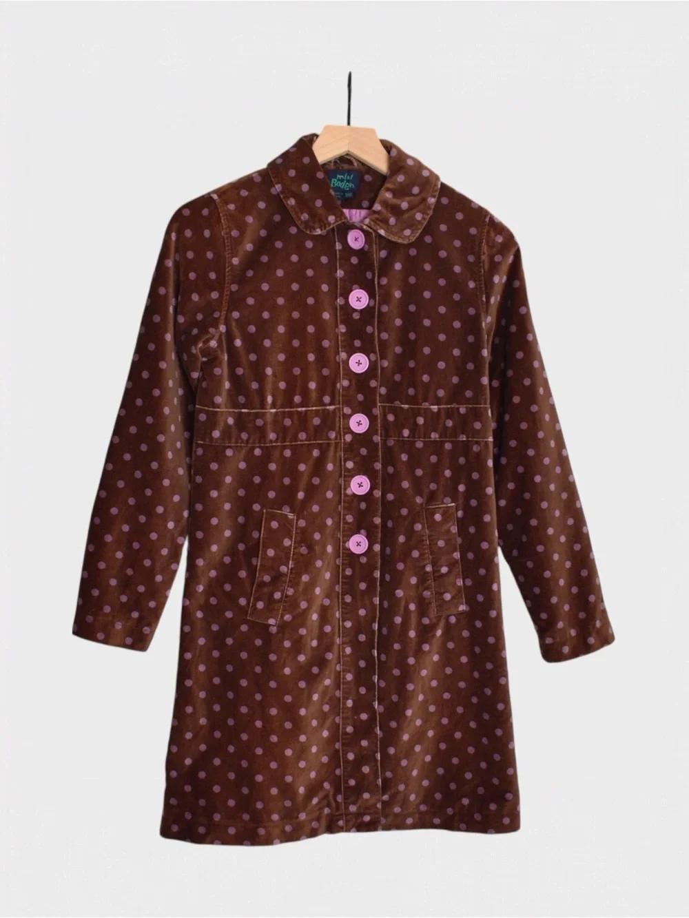 Mini Boden Velvet Polka Dot Coat